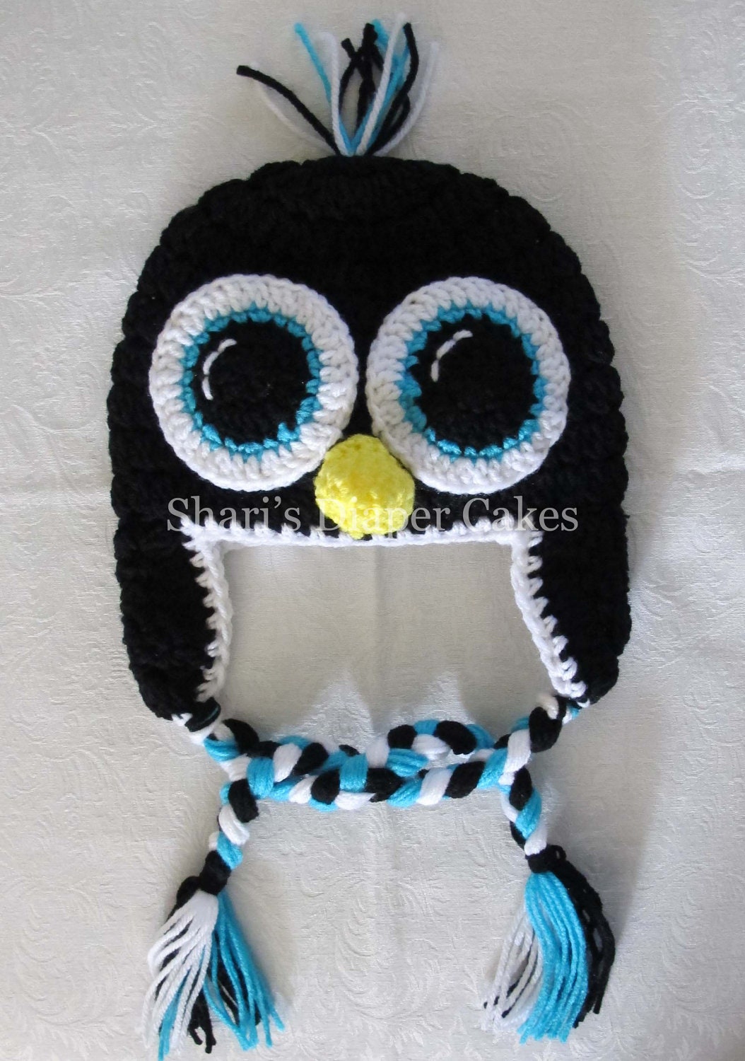 Teal Penguin Crochet Hat - Baby Hat - Child's Hat