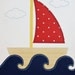 Sailboat Nautical Nursery Art, Boy Wall Art, Nursery Decor, Custom Sewn Paper Collage 8 x 10