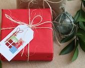 Red and Green Gifts Galore  - set of 5 holiday gift tags