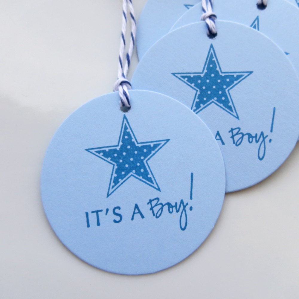 It's a Boy Tags Star - Set of 8 - Custom Colors Available - Baby Shower Favor Tags Boy Baby Shower Il_570xn