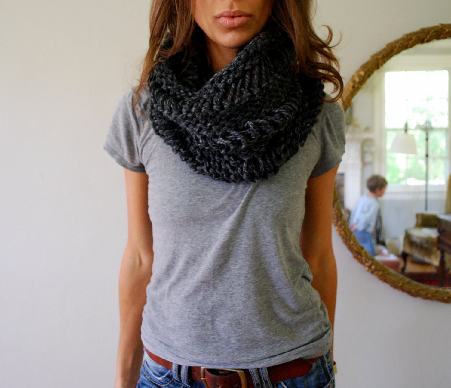 SPRING CLEANING SALE Hand Knit Cowl in Charcoal