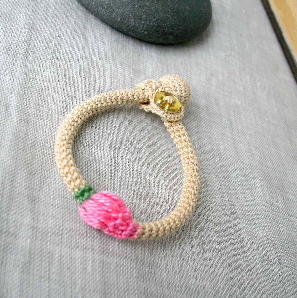 Baby Bracelet - Baby Jewelry - Crochet Baby Bracelet - Cotton Baby Bracelet - Crochet Jewelry - Children's Jewelry - PINK ROSE