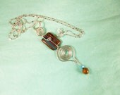 Necklace  Agate, Silver, Crystal   "Going in Circles"