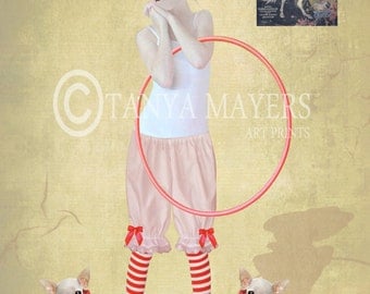 Pop Surrealism Art Print - Clown & Chihuahuas - I Want To Join The Circus