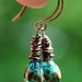 Sea Turtle Glass Lampwork and Copper Wire Wrapped Dangle Earrings