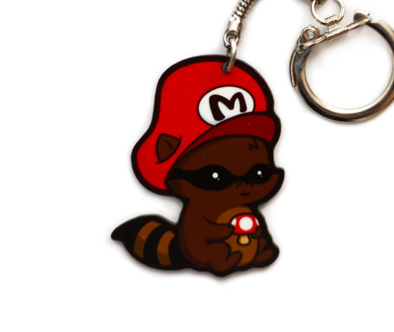 Raccoon Mario Key Chain Charm