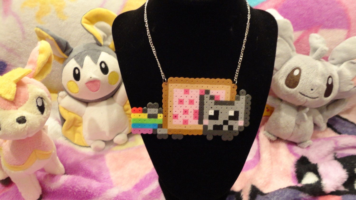 Nyan Cat pixel perler necklace