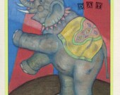 Circus Elephant Birthday Card