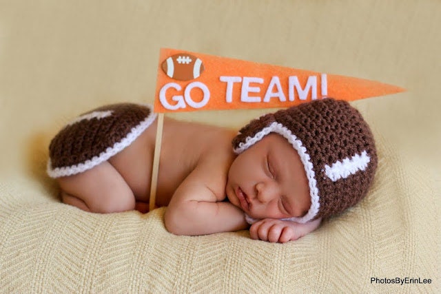 CROCHET PATTERN Baby Hat Football SET Hat and Bum Cover in 2 sizes