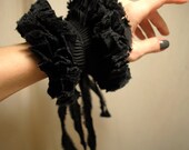 Ruffled cuff/ Fabric Bracelet/ Fabric wrist wrap/ ruffle wrap/ black/ stylish accessory/ under 25 / rusteam bioteam teamstyle epl