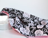Baby Swaddle Blanket in Black and White Roses, Cotton Candy Pink Flannel Baby Blanket, Classic Rose Print Baby Swaddling Blanket