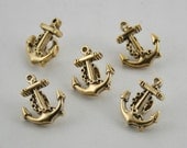12 pcs. Gold Vintage Anchor Buttons Shank Decorations Findings 13 mm. BT Anch HO