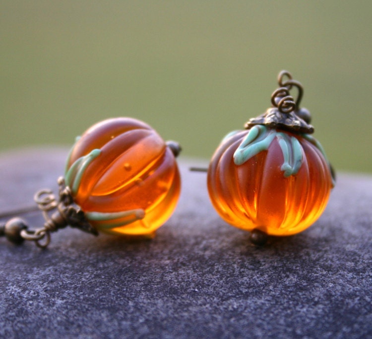 Pumpkin Earrings, Halloween, Fall, Harvest Jewelry - InspiredTheory