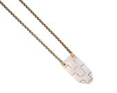 Linoag Necklace Small Brass Stamped Deco Style Pendant 1A48