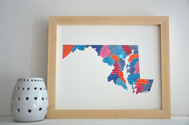 Maryland Map Illustration