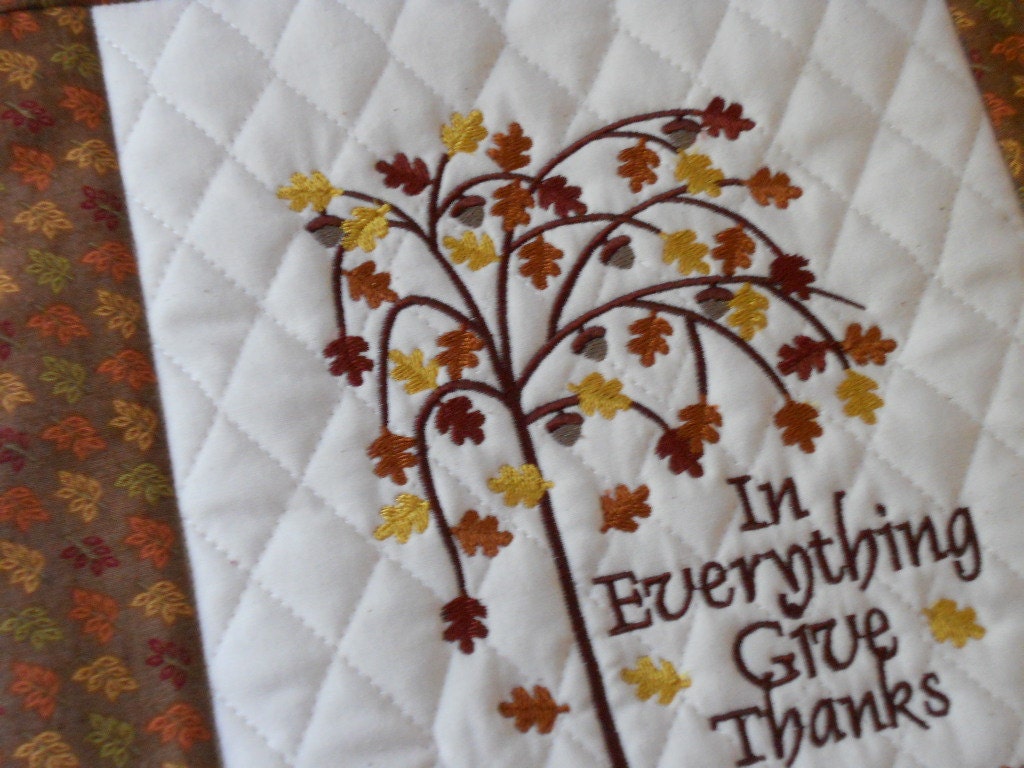 Fall Wall Hanging, Give Thanks, Autumn Tree - LakesideQuiltsMaine