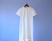White Shift Dress Vintage 60s Scooter Mod Gogo Space Age Day Dress Small