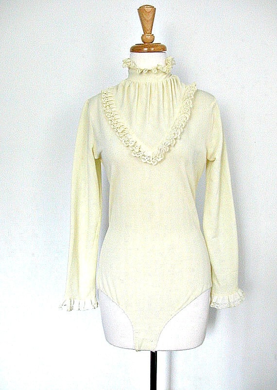 1960s Leotard / body suit / vintage leotard / ruffle blouse / womens leotard / medium