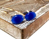 Blue Cufflinks - Ocean Blue Agate Cufflinks - Gift Box