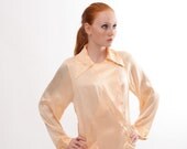 Vintage 1940s Pajamas - 40s Lingerie - Peach Silk Charmeuse