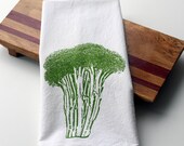Broccoli XL White Deluxe Flour Sack Towel - Hand Screen Printed Tea Towel