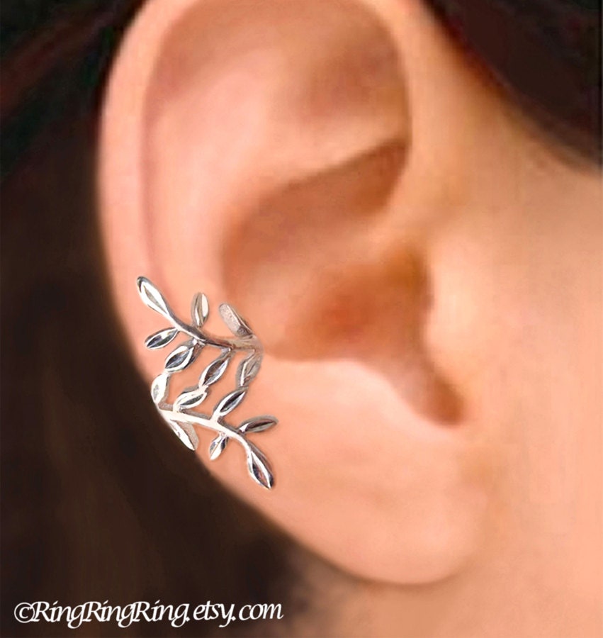 925. Laurel leaf Sterling silver ear cuff earring by RingRingRing