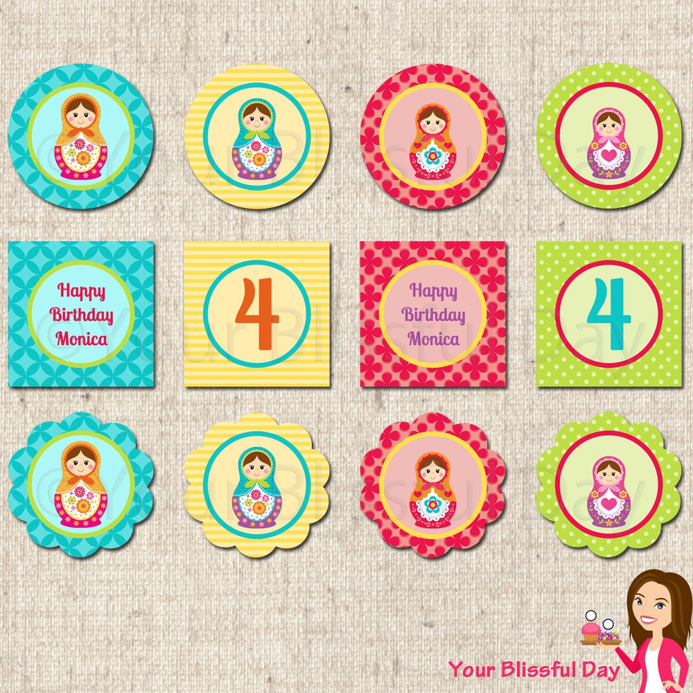 PRINTABLE Matryoshka Doll Party Circles (Personalized) Il_570xn