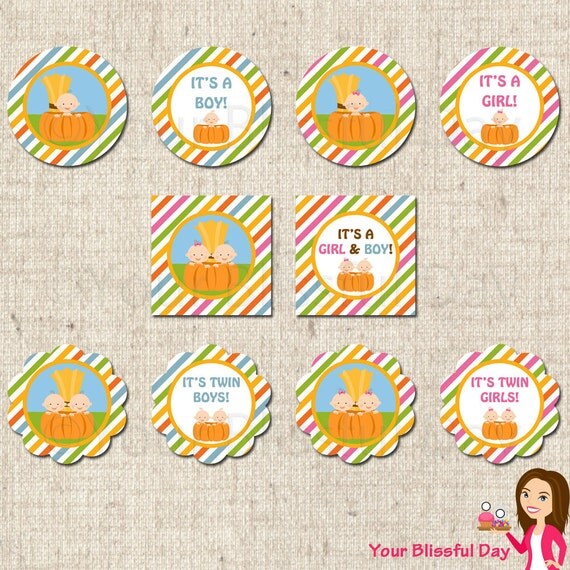 PRINTABLE Little Pumpkin Baby Shower Party Circles (Boy, Girl, or Twin) Il_570xn