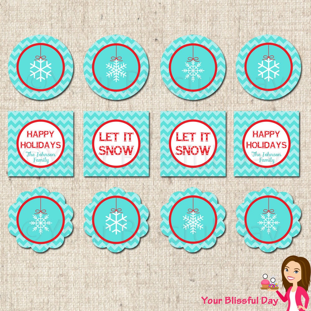 PRINTABLE Personalized Snowflake Holiday Party Circles Il_570xn