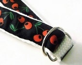 Adjustable Toddler Belt with Black Background and Red Cherries for Rockabilly / Retro Girl