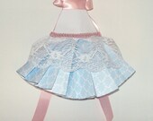Paper Dress Blue Damask with Pink Accents Miniature Paper Dress