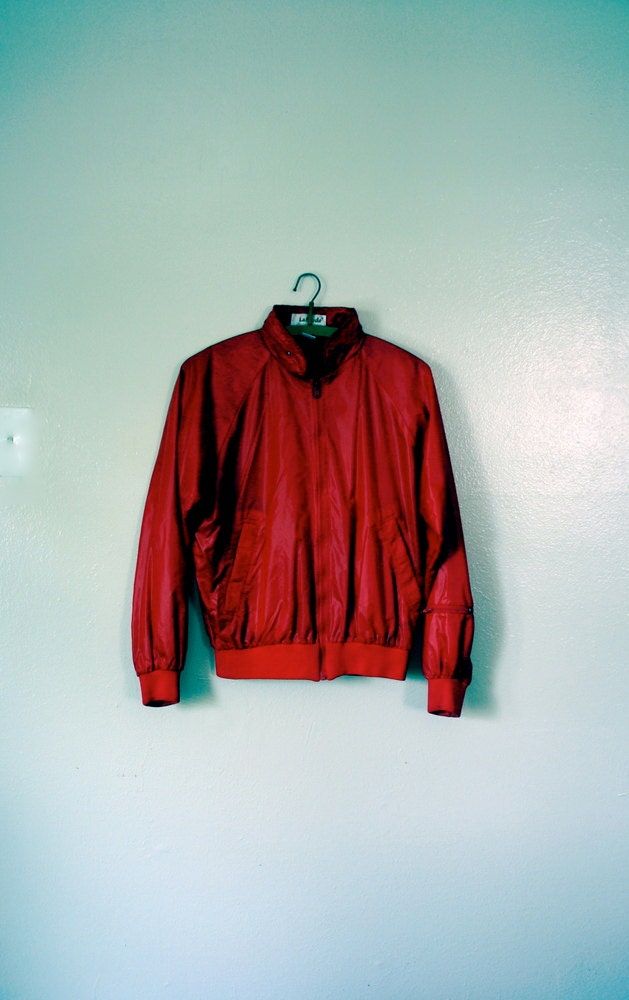 Vintage 80s Jacket //  Red windbreaker // Small