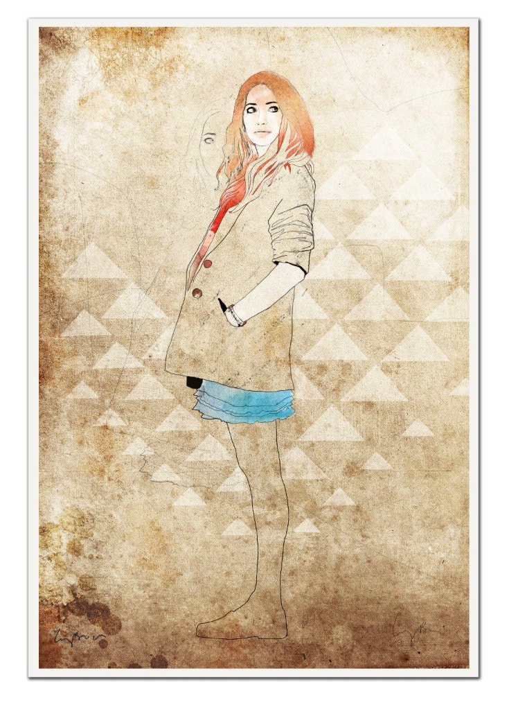 Looking Back - Fashion Illustration High quality archival print