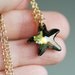 Teal & Tobacco Starfish Necklace - Deep Yellow-Green Blue Bronze Crystal Pendant