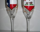 Handpainted Champagne Flutes of You and Yours State Flag or States Hand Painted,Personalized,Custom Made