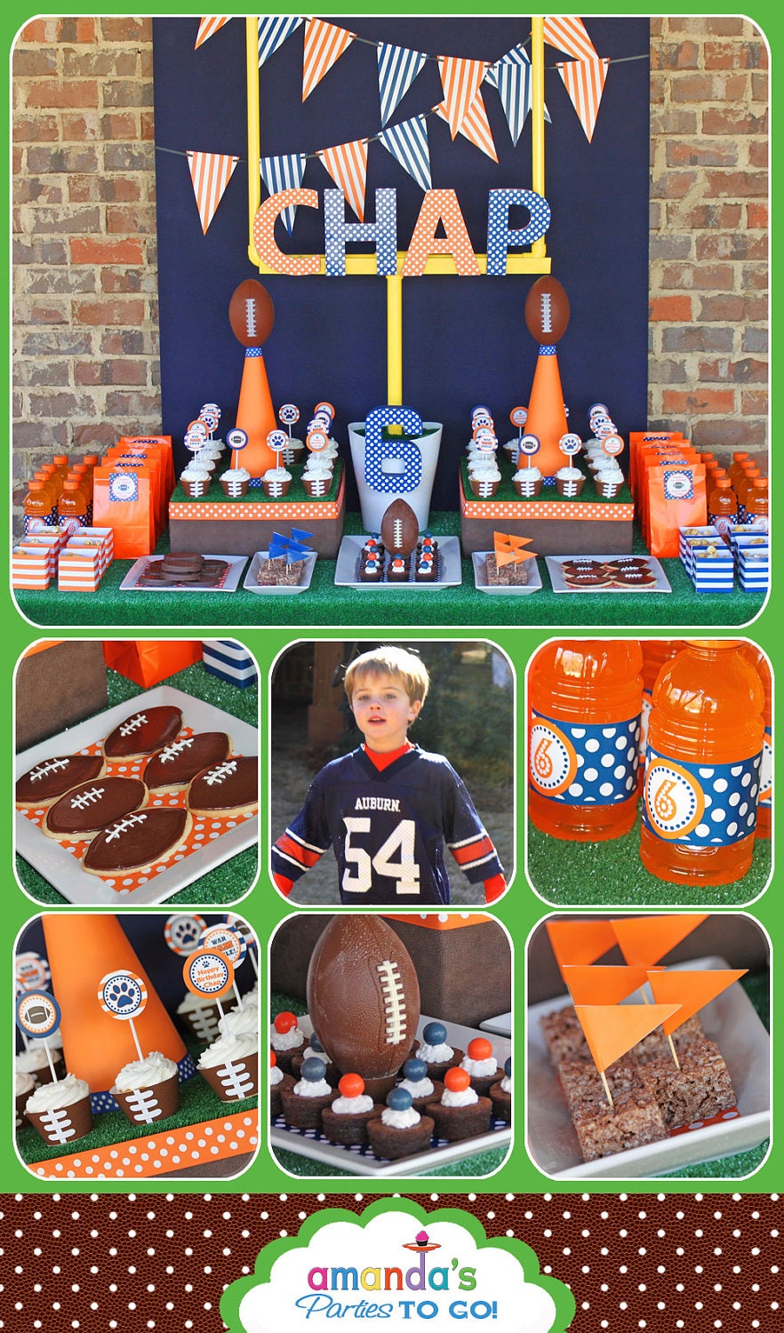 Football Party - Football Birthday Printable Set - CHOOSE your team and 2 colors - by Amanda's Parties TO GO Il_570xn