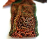 Crochet Headband, Boho Knit Hairband, Wool Mix Rust, Orange, Green, Dark Blue Autumn Colors and Earth Tones - CatalinaInspired