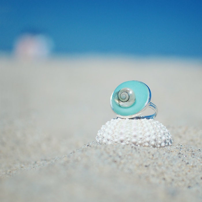 Nautical jewelry Seashell Statement   Ring - nature inspired resin Jewery