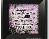 Happiness - 8x8 Inspirational Art Print - quote happiness wayne dyer garden floral lavender purple black