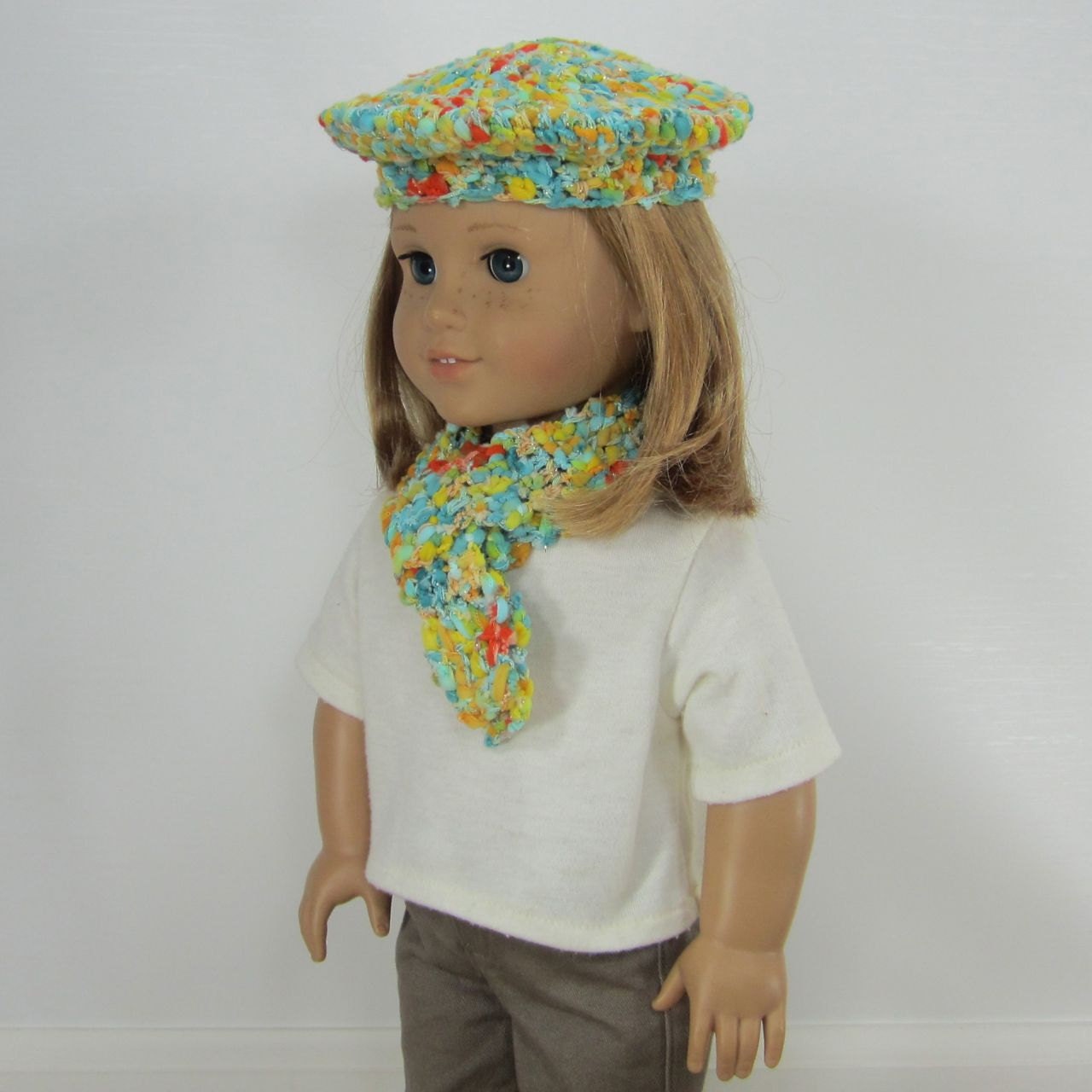 18 Inch Doll Clothes for American Girl Dolls - A Tropical Hat and Scarf Set