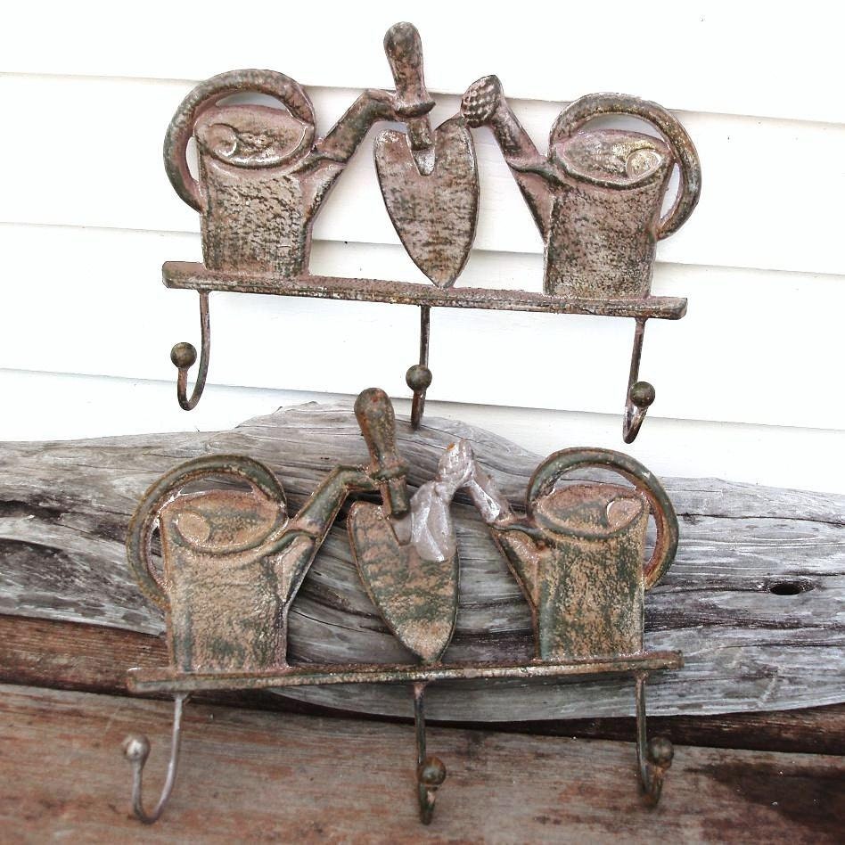 Industrial Decor Garden Tool Art  Coat Hook Rack Ornamental Iron Cast Iron