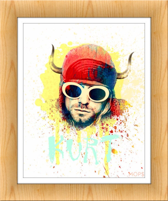 SMELLS LiKE LITHIUM (Kurt Cobain of Nirvana) 8x10" Digital Illustration High Gloss Print by MOPS