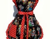 Retro Apron  1950's Vintage Inspired Day of The Dead  Skull Apron