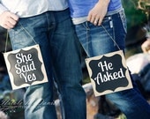 He asked she said yes engagement photo prop signs Il_170x135