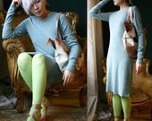RTBU Punk Long Sleeve Top T Shirt Tunic Casual Pajama Style Dress Fall Warm Wool/Cotton Blend Aqua Soft Pastel Teal Blue