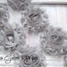 Set of TWO Silver Cloud Shabby Chiffon Rosette Flowers
