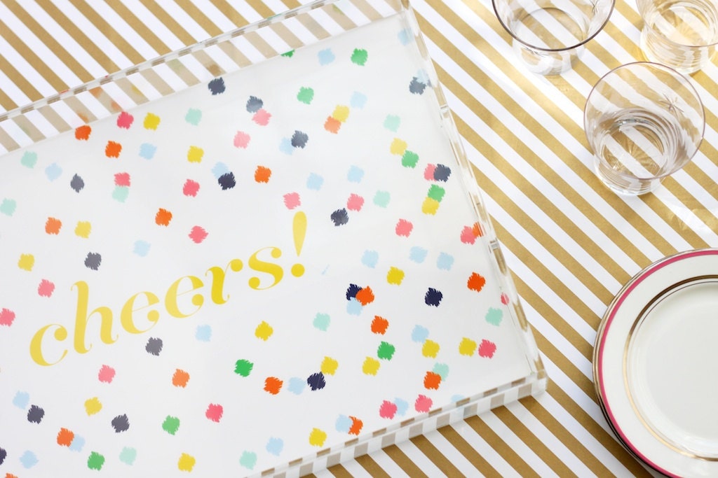 LARGE Lucite Tray - Confetti - Custom/Monogrammed/Personalized