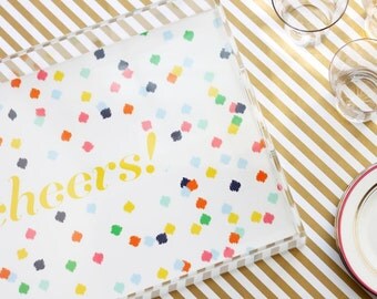 LARGE Lucite Tray - Confetti - Custom/Monogrammed/Personalized