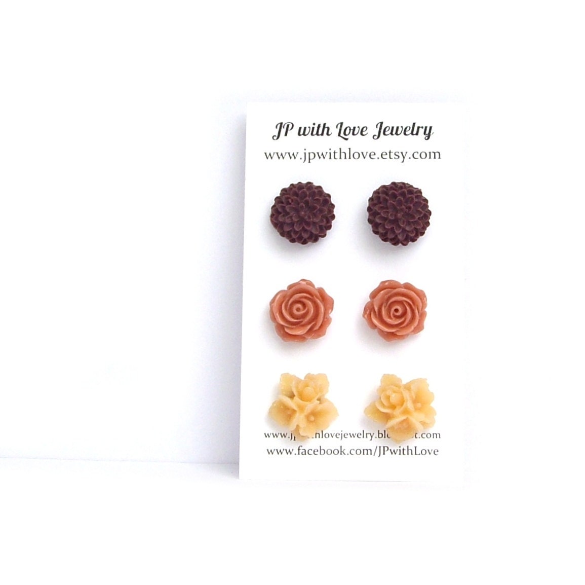 Stud earrings, peach stud earrings , cinnamon and burgundy red, gifts for women