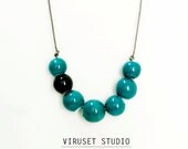 Ceramic bead necklace emerald & black  Scandinavian-inspired. Beadwork Necklaces handmade by  Viruset Studio ceramic jewelry